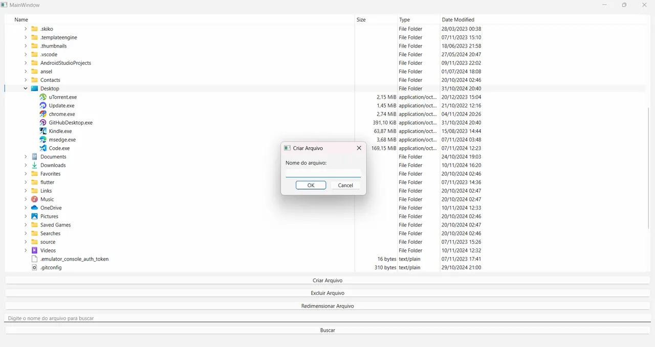 Sistema de Arquivos Desktop em C++ e Qt
